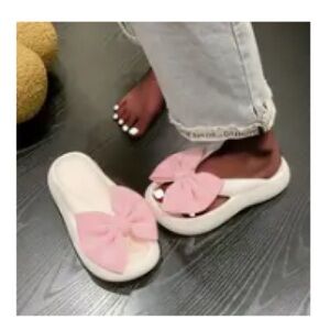 SHEIN Pink Bow Women's Slippers